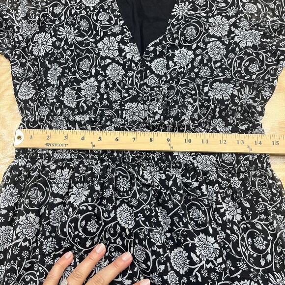 Old Navy Y2K Chiffon Midi Dress Black Floral Size Medium Whimsigoth Fairy Flowy - Picture 14 of 16